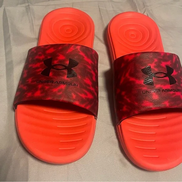 Nike Black Slides & Under Armour Red Slides Size 12 - Picture 5 of 6